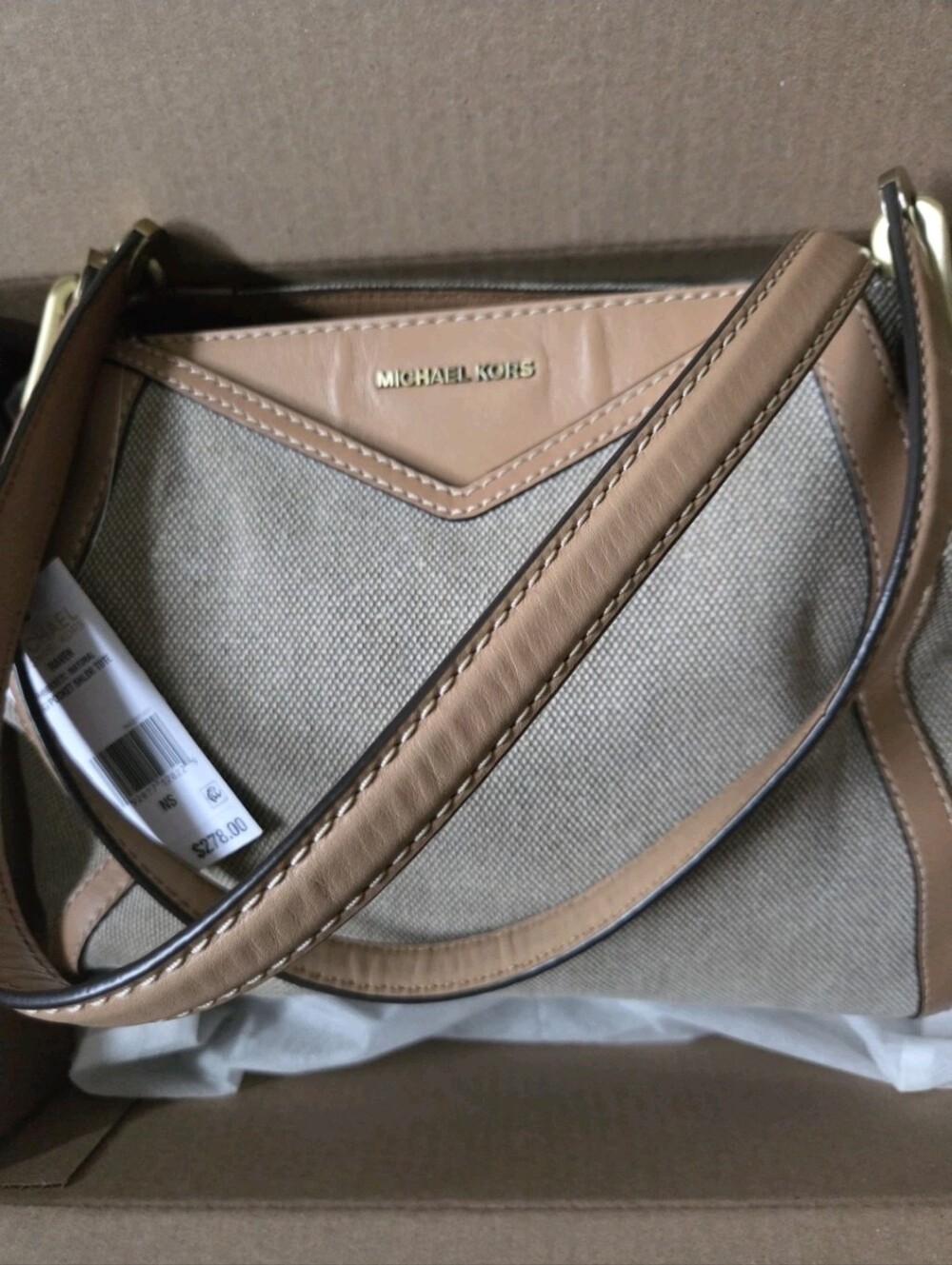 NWT MICHAEL KORS NATURAL COLORS LEATHER/TEXTILE LARGE POCKETS SHOULDER TOTE - Picture 11 of 15